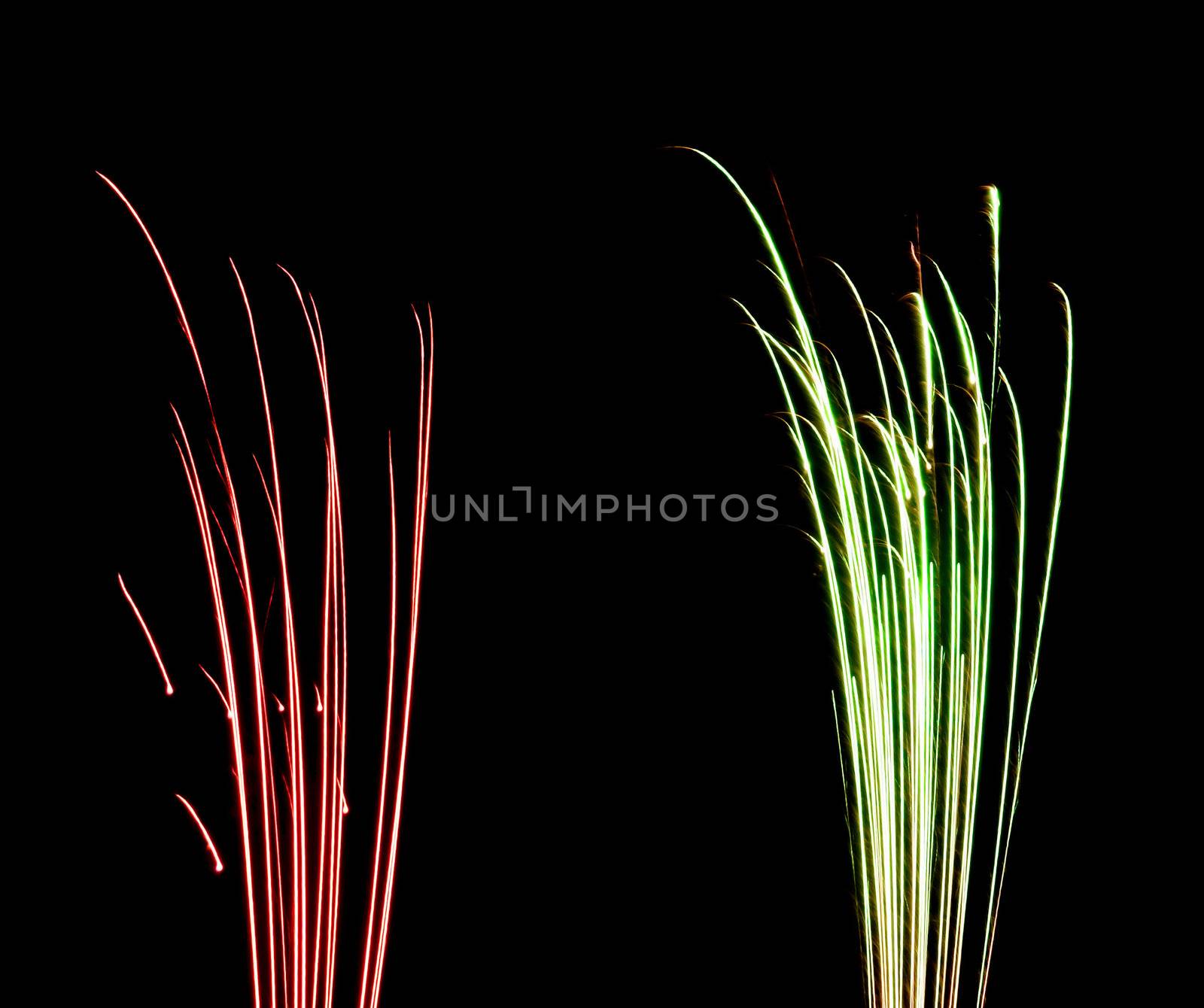 Firework fountain, against a black background