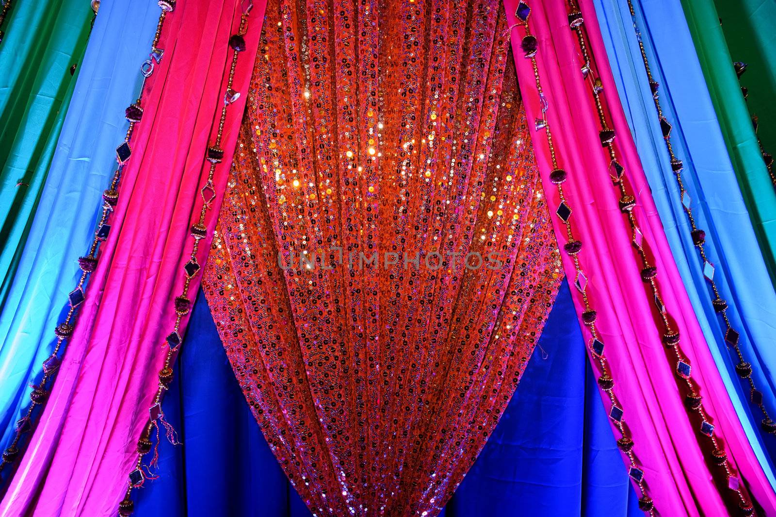 Image of Indian fabrics at a wedding