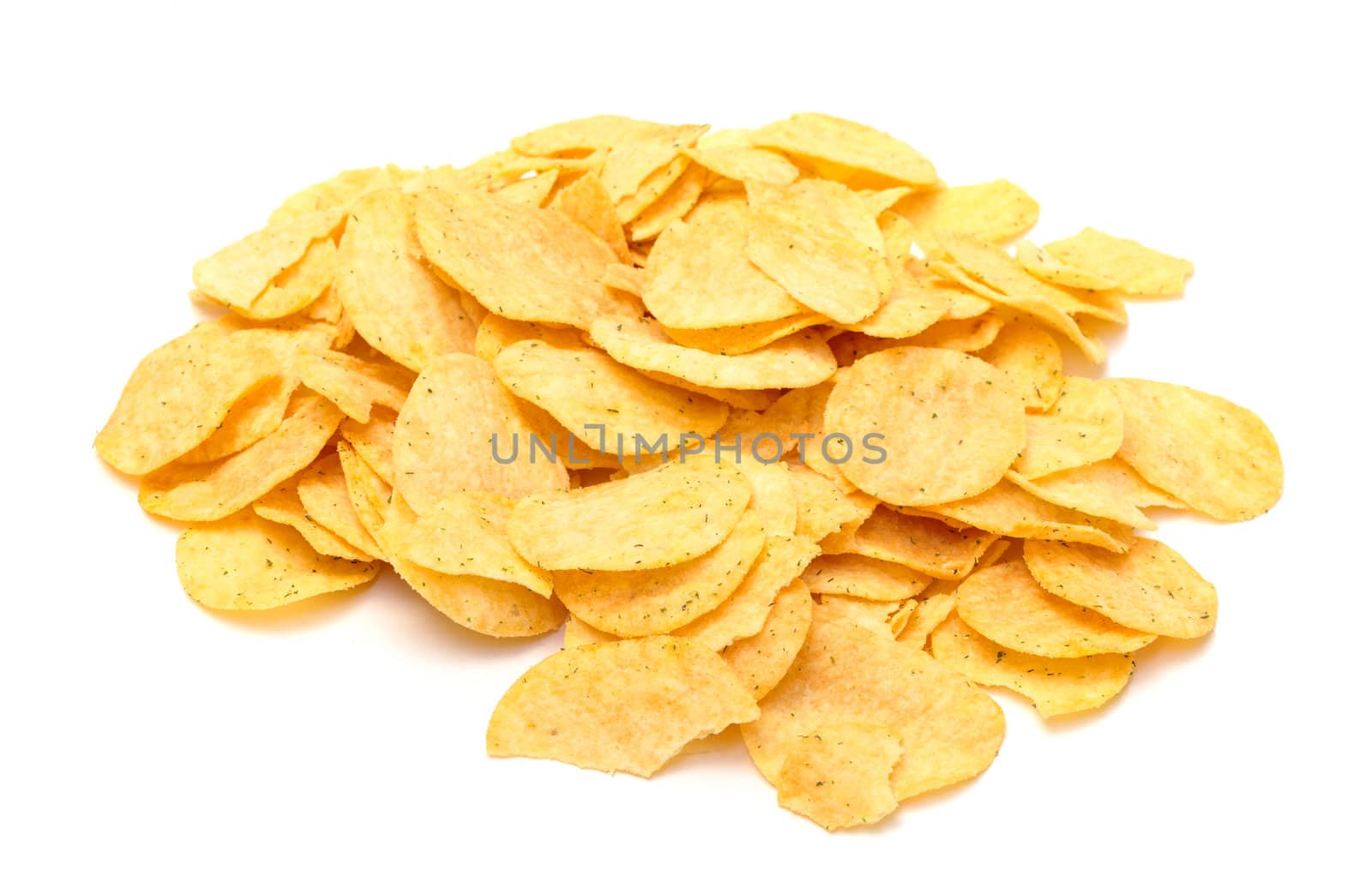 Crispy Potato Chips, on white background