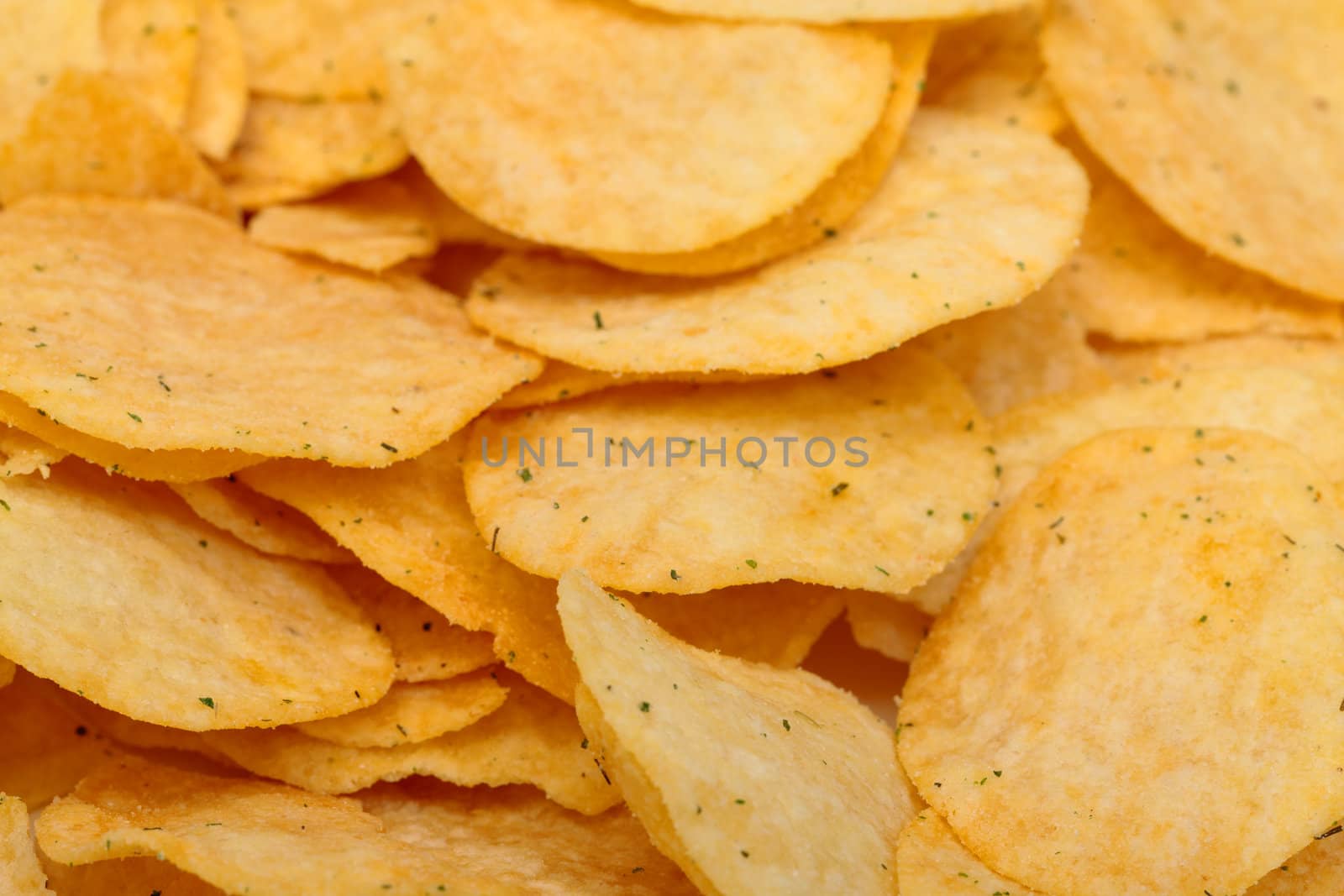 Crispy Potato Chips, closeup background