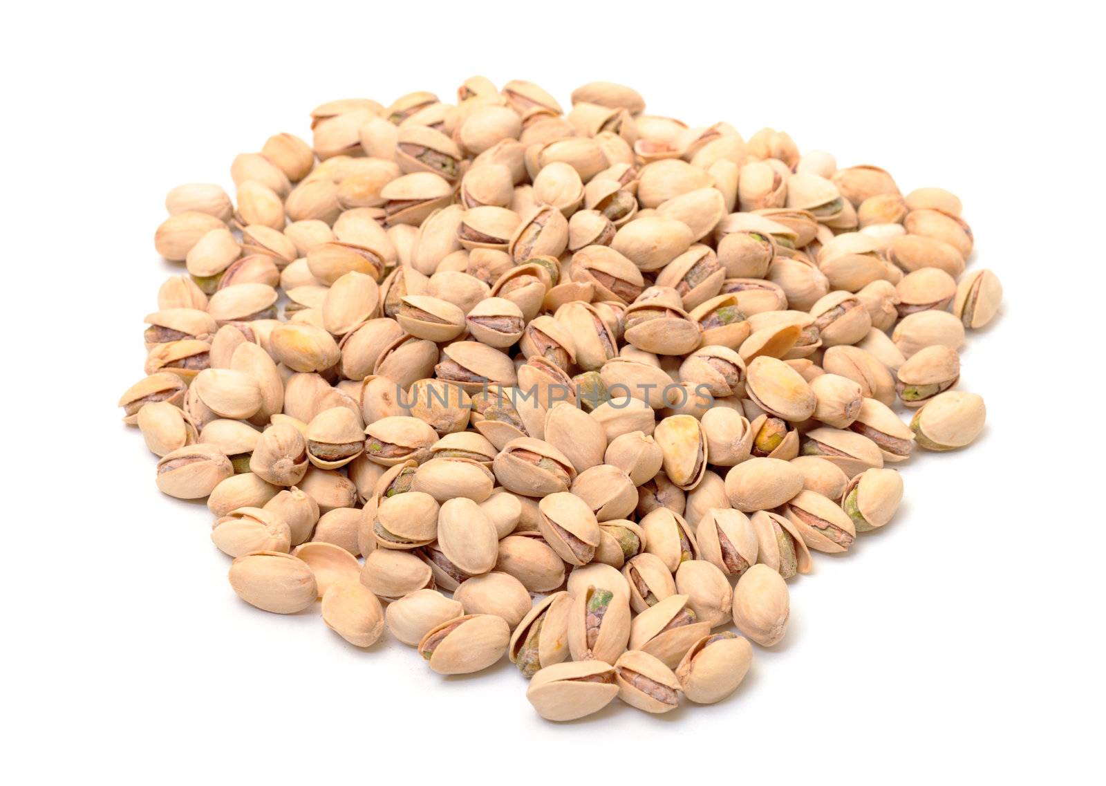 Shelled Pistachios Nuts, on white background