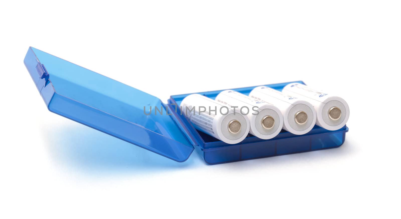 Alkaline Batteries in Box on white background