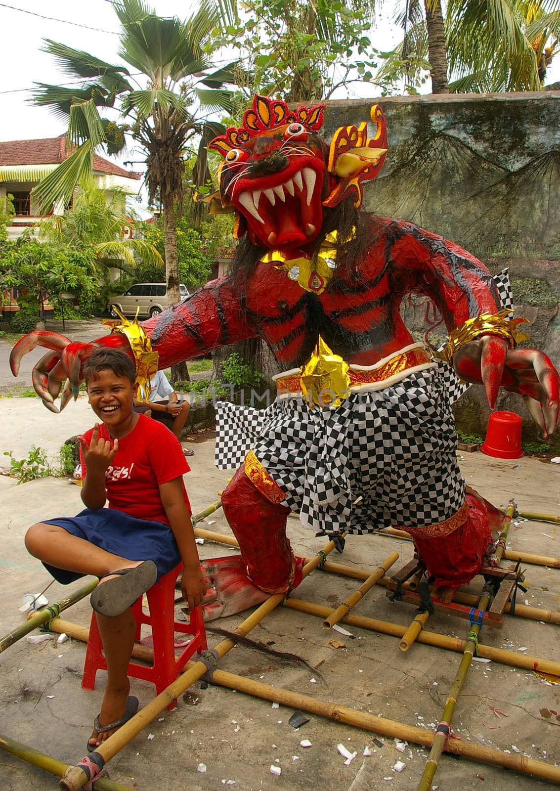 Monster statue for the Balinese Hindu festival of Pengrupukan. This celebrates the Balinese New Year and the arrival of spring. Nusa Dua, Bali, Indonesia