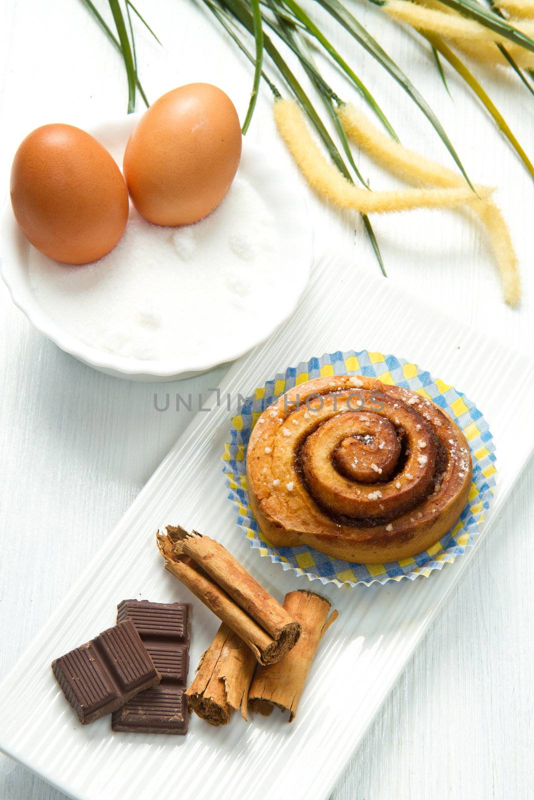 delicious  pastries with chocolate and cinnamon