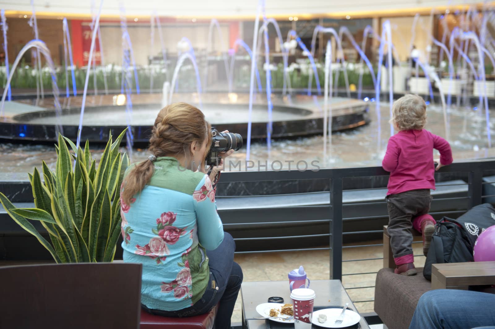 Family day off in Moscow shopping mall, Russia