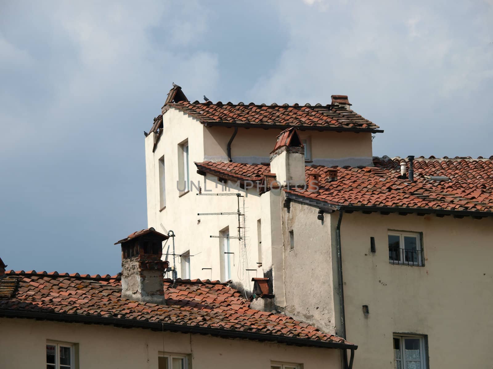 The Piazza Anfiteatro - Lucca , Italy. View from piazza Anfiteatro, former a Roman Ampitheatre, in Lucca. Tuscany, Italy.