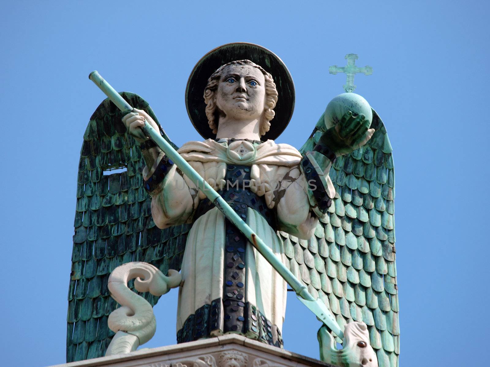 San Michele in Foro church - Lucca , Tuscany. San Michele in Foro is a Roman Catholic basilica church in Lucca. It was built over the former Roman forum. It is dedicated to Archangel Michael.