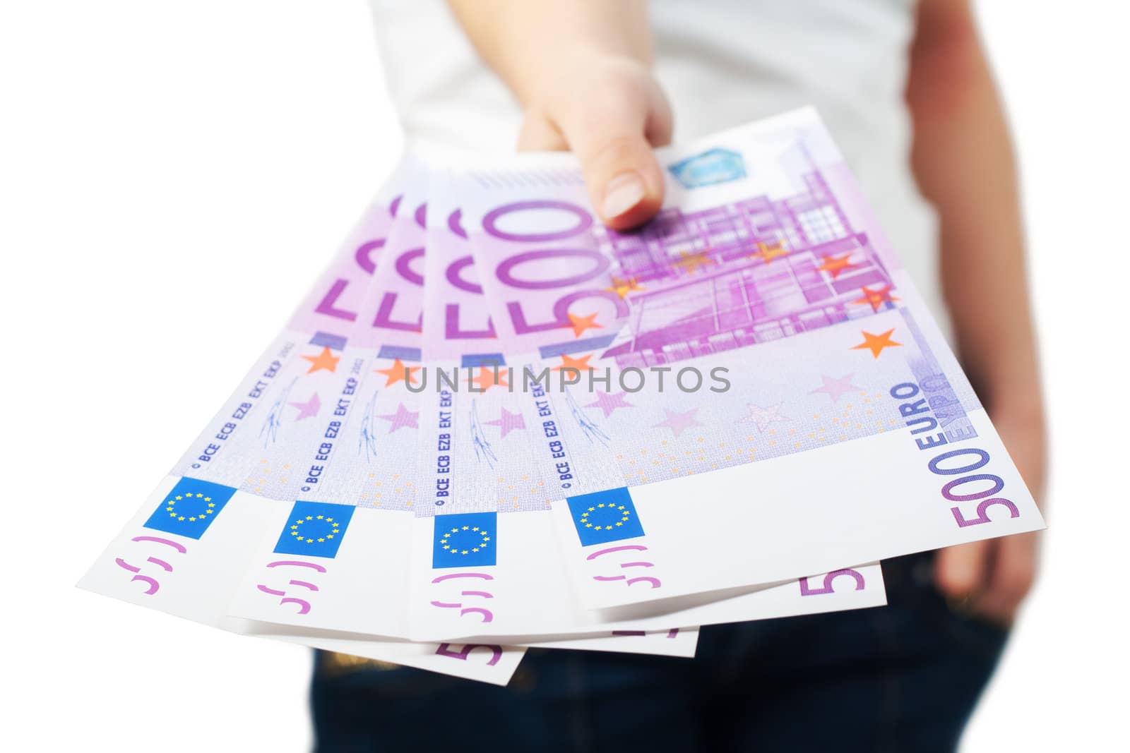 woman holding money banknotes in her hand 