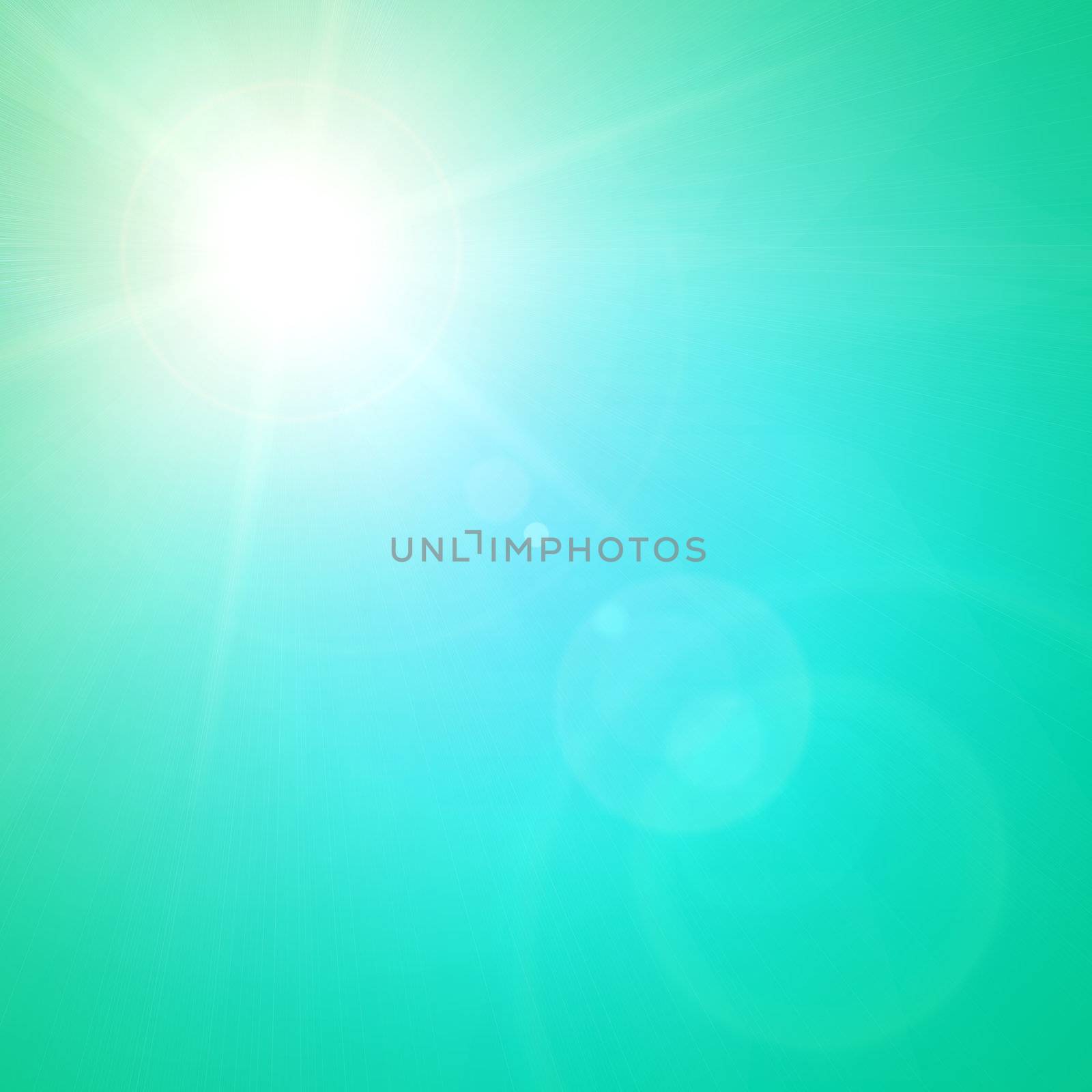 turquoise sunny spring background with place for text 