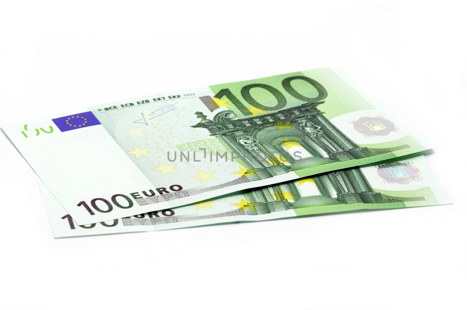 100 euro banknotes isolated on white