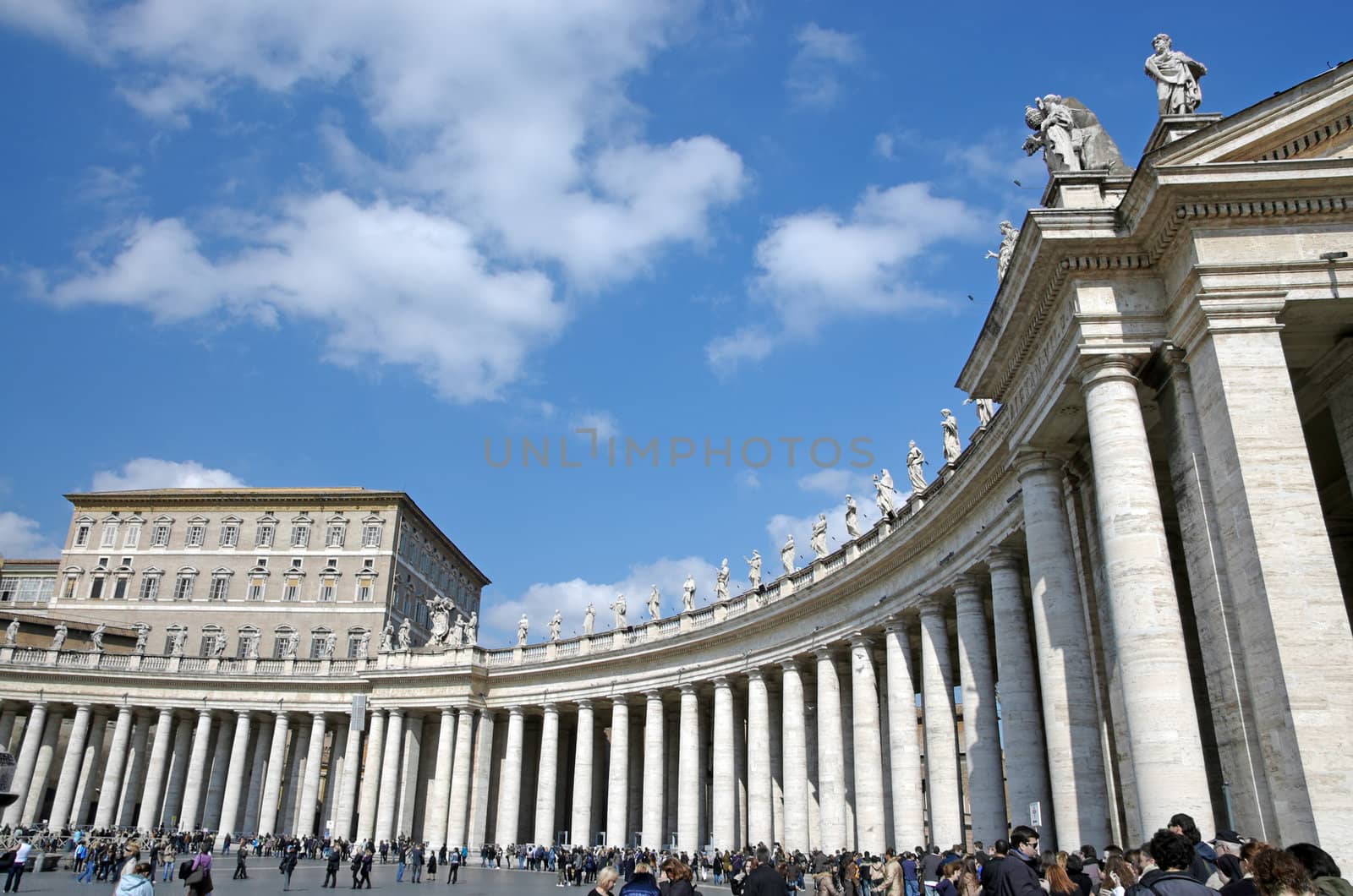 ROME, ITALY - MARCH 11: Saint Peter's Square Collonade in Vatican City on March 11, 2011 in Rome, Italy