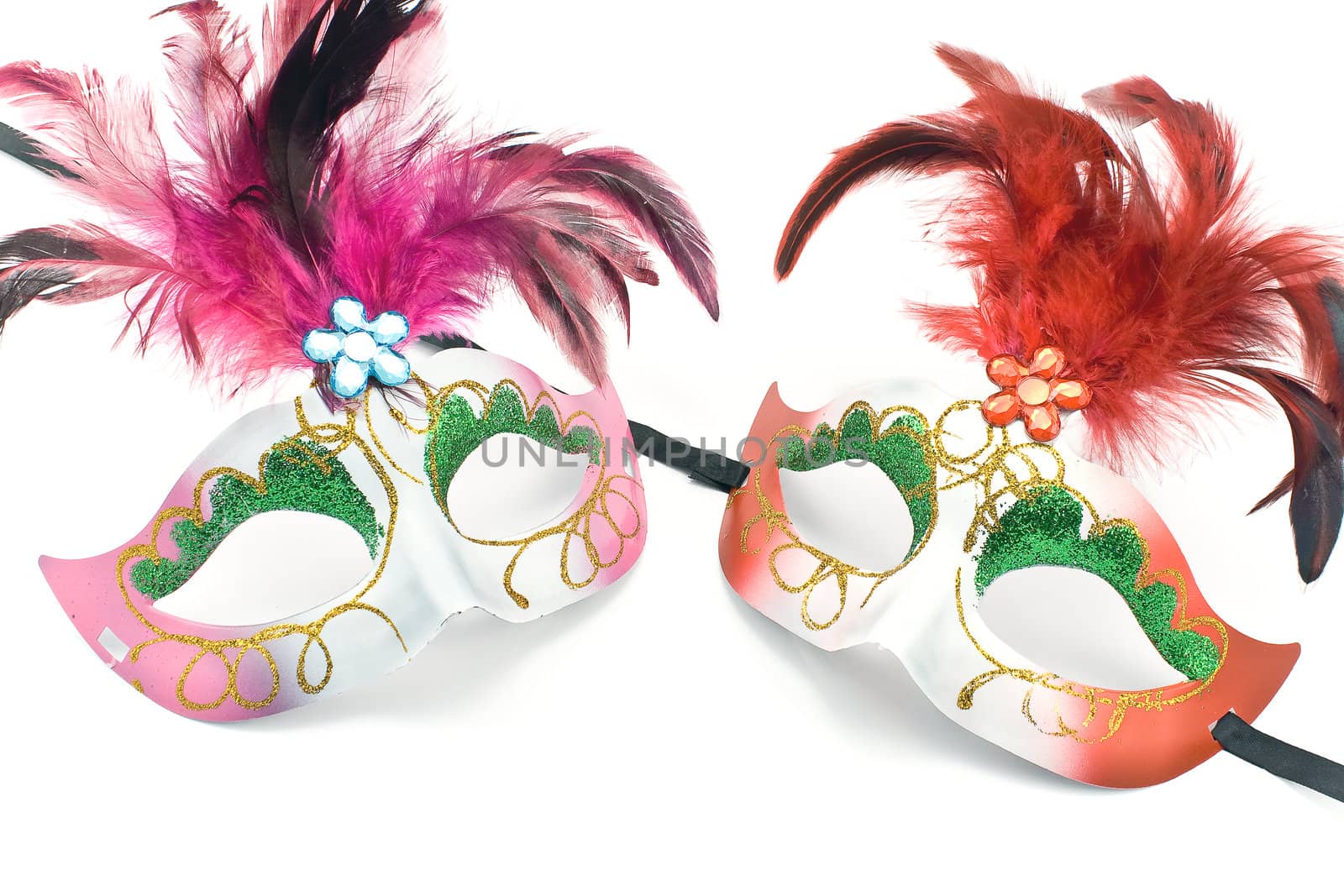 Two Carnival mask with feathers and diamond  by gavran333