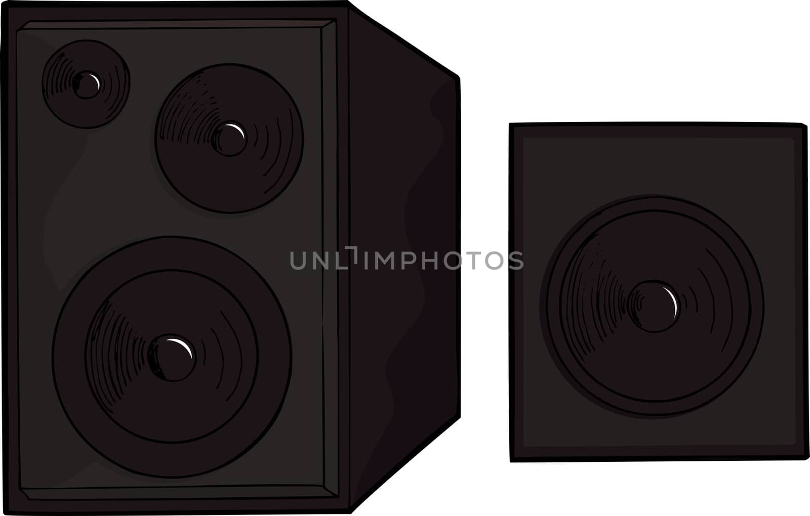 Illustration of two speakers isolated over white