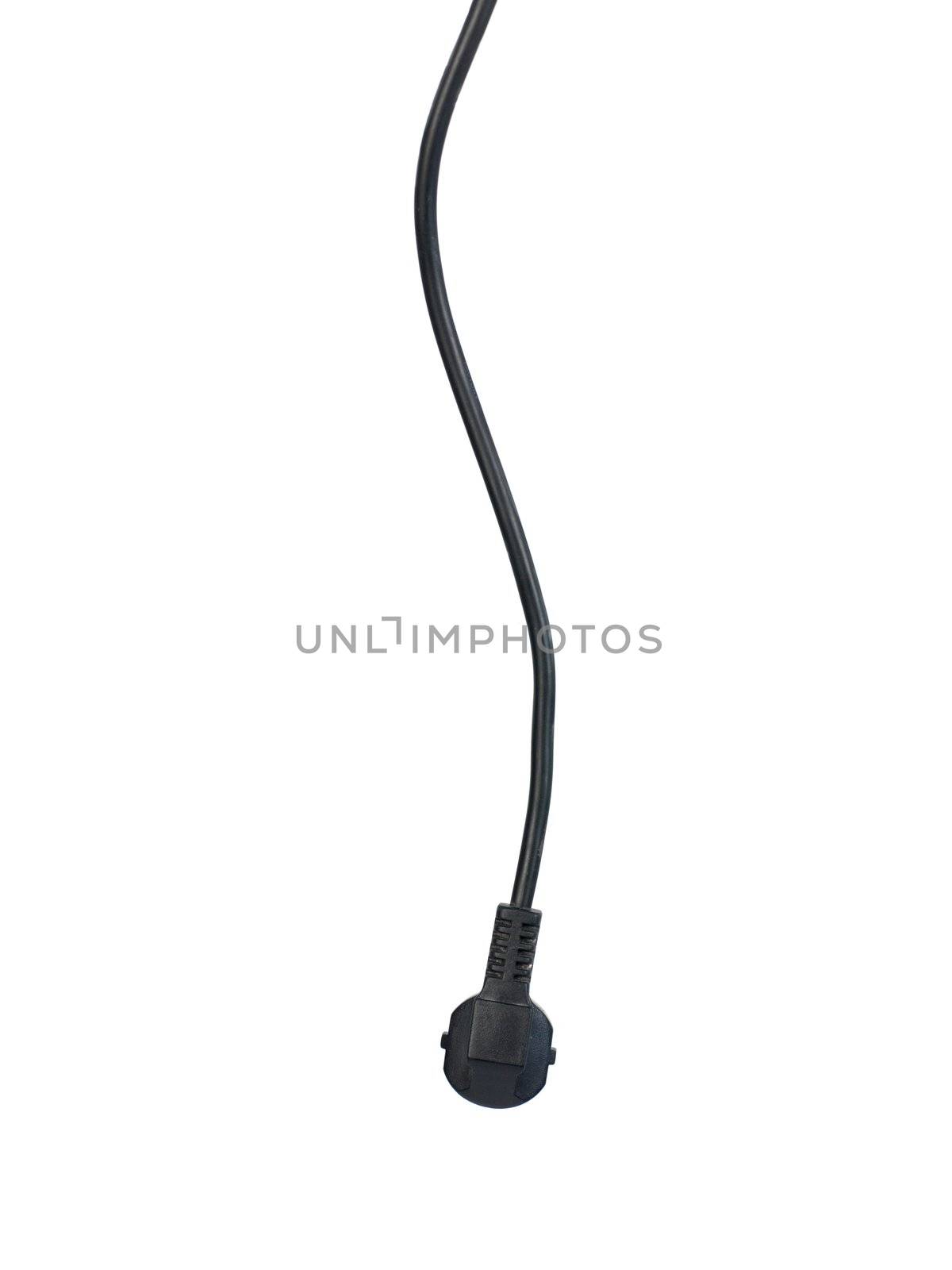 A power cord used conceptually on a white background