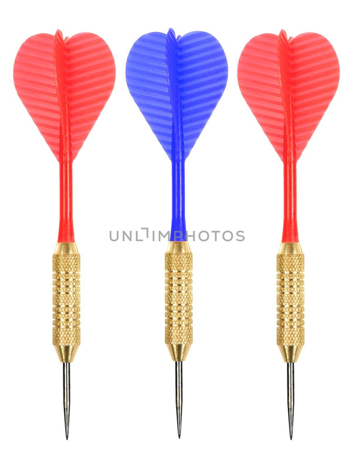 Playing darts isolated against a white background