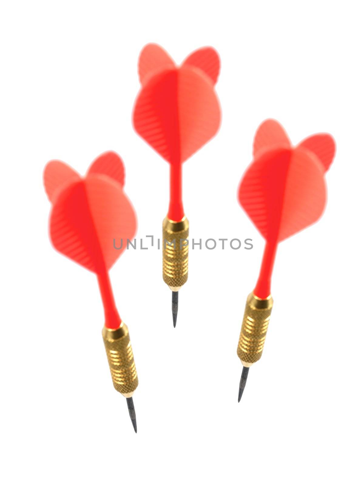 Playing darts isolated against a white background