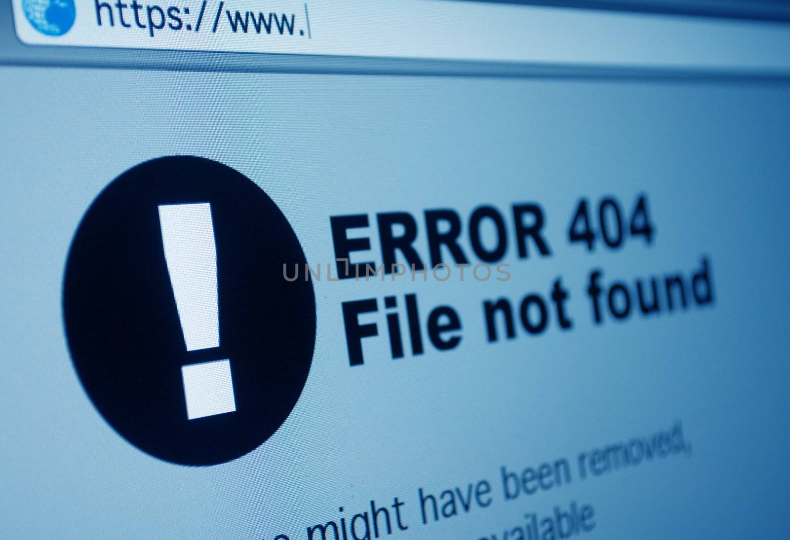 Closeup of 404 Error Sign in Internet Browser on LCD Screen