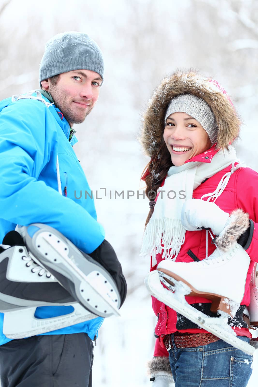 Ice skating winter couple by Maridav