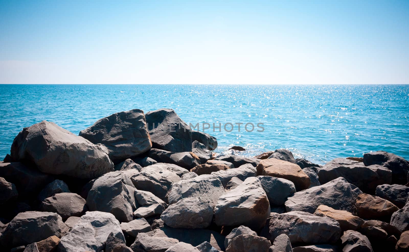 Big rocks on the coast of the sea