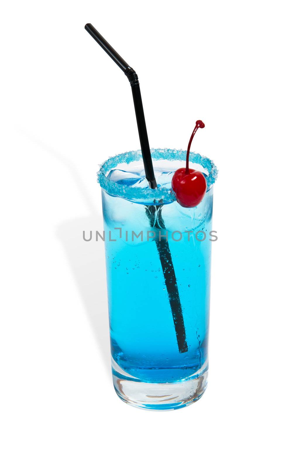 cocktail blue lagoon isolated on white background