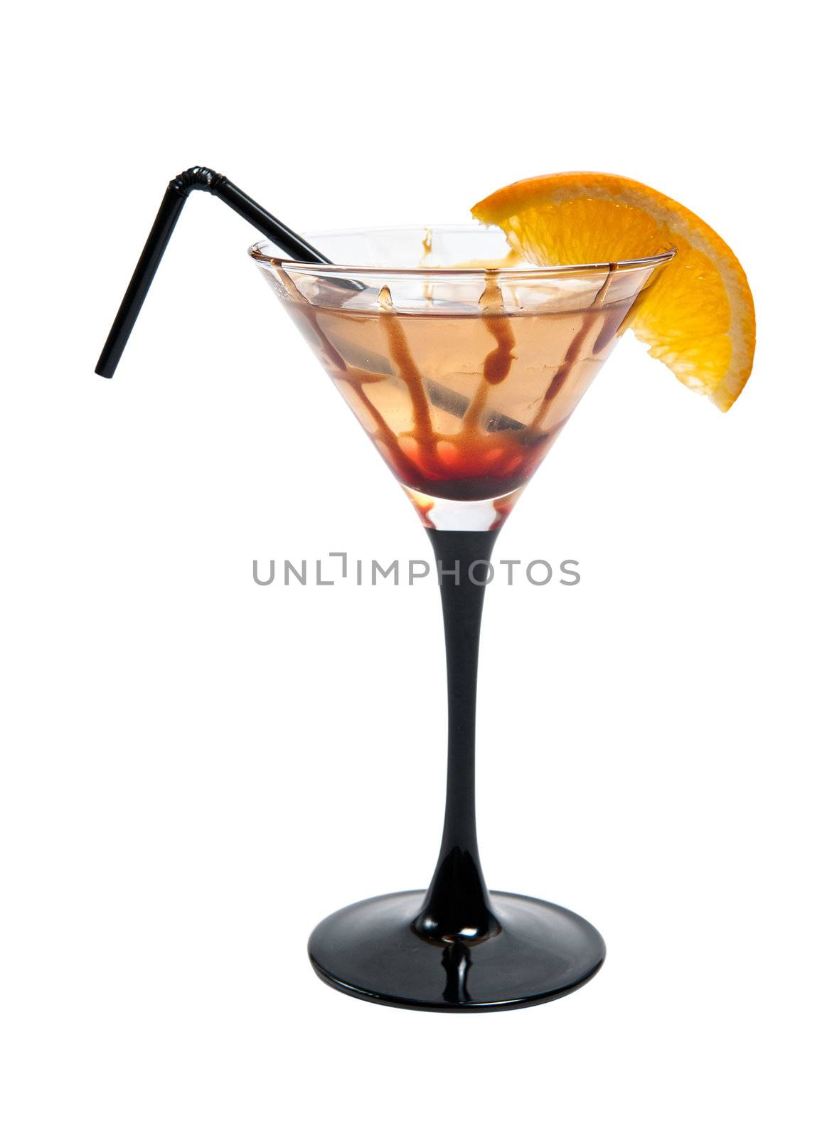 alcohol drink in a glass isolated on white background