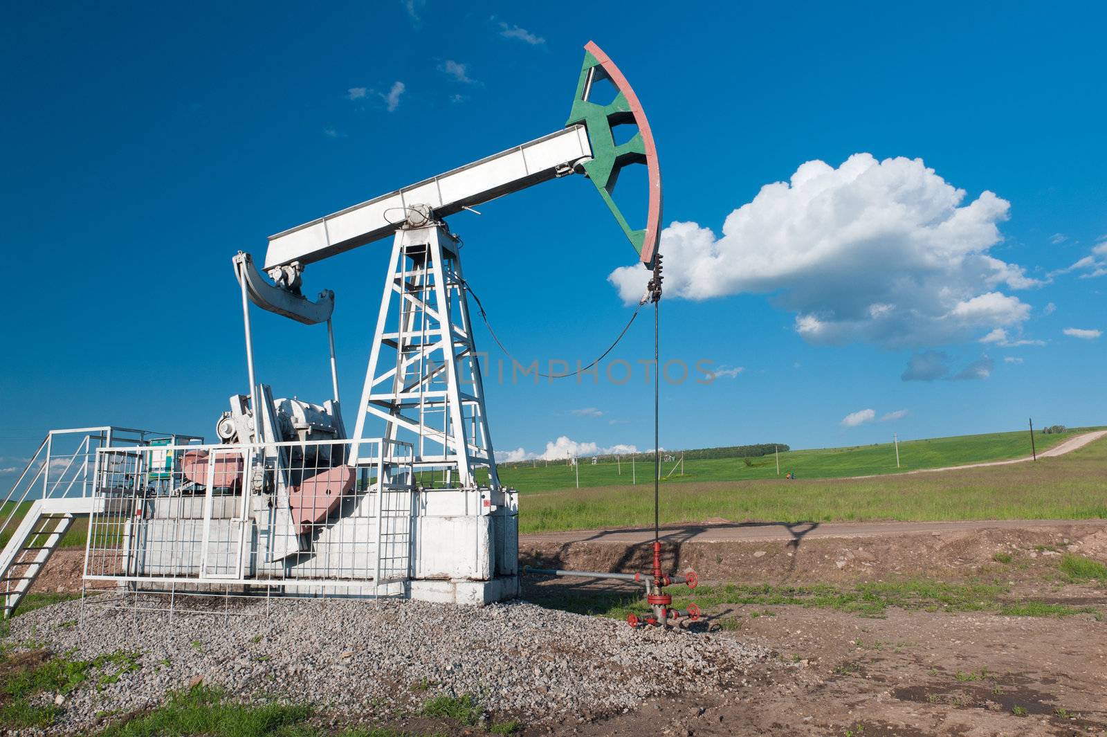 Oil pump on a green field