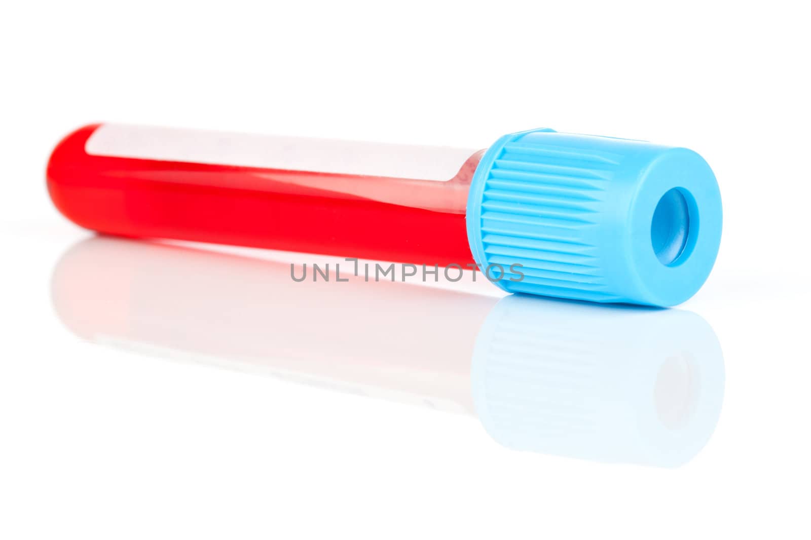 Blood In tube for laboratory analysis, isolated on white background