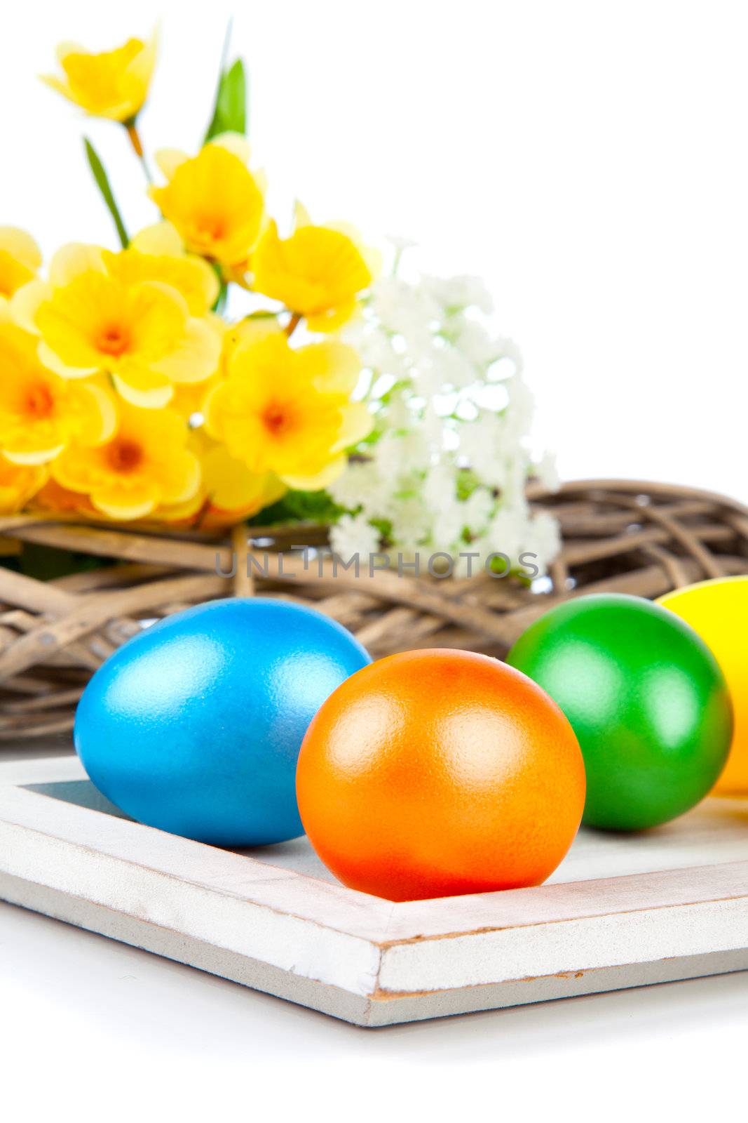 Colorful Easter Eggs on white background