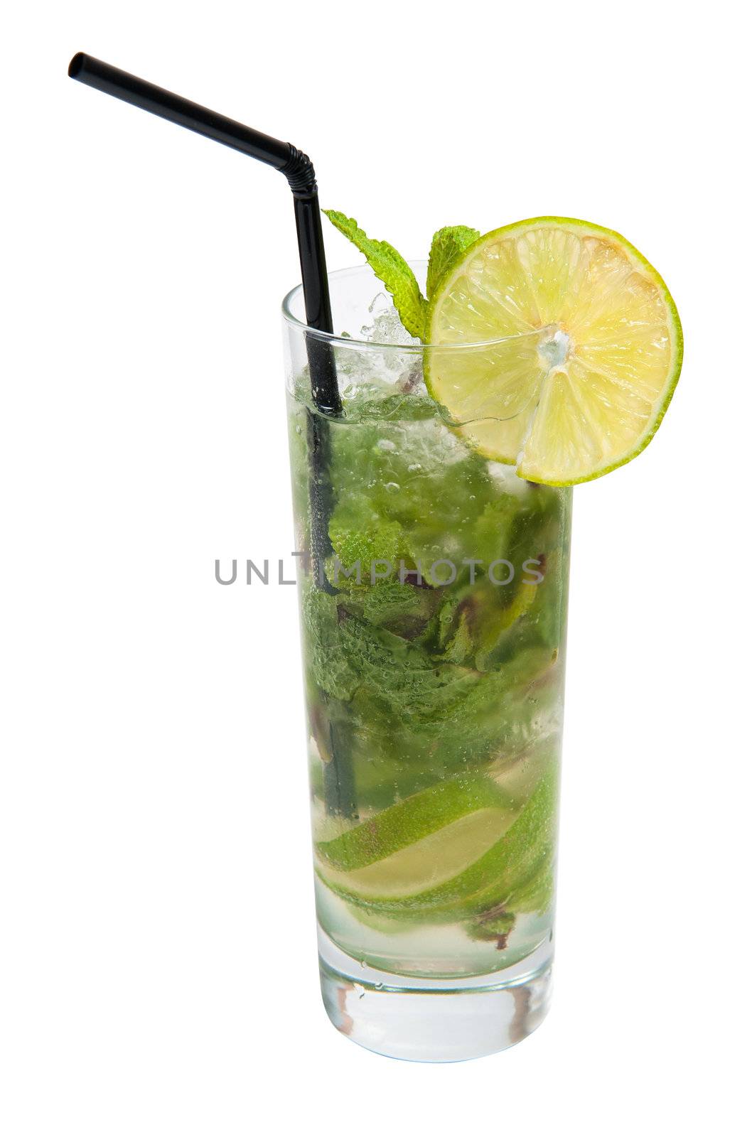 mojito in a glass isolated on white background