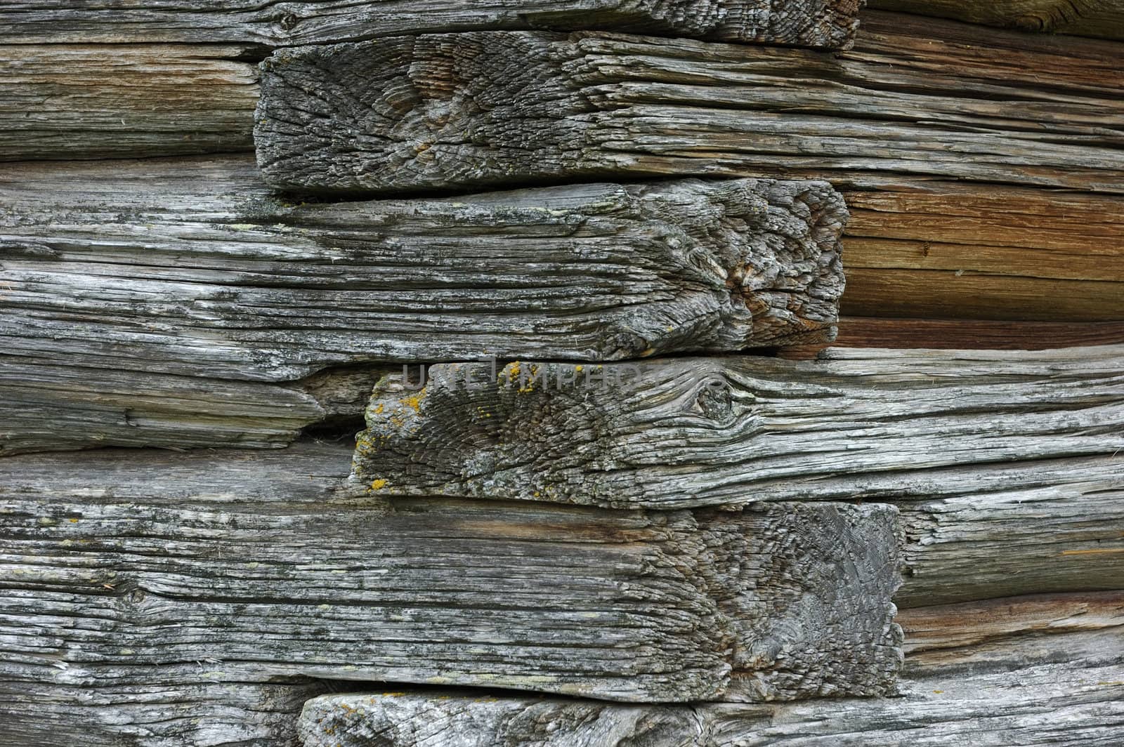 Old wooden house detail, junction made without nails