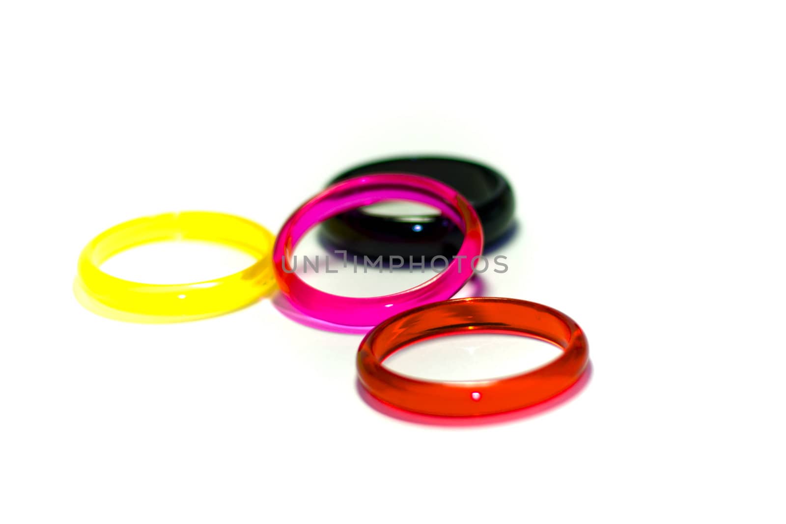 Four colour rings on white background, abstraction