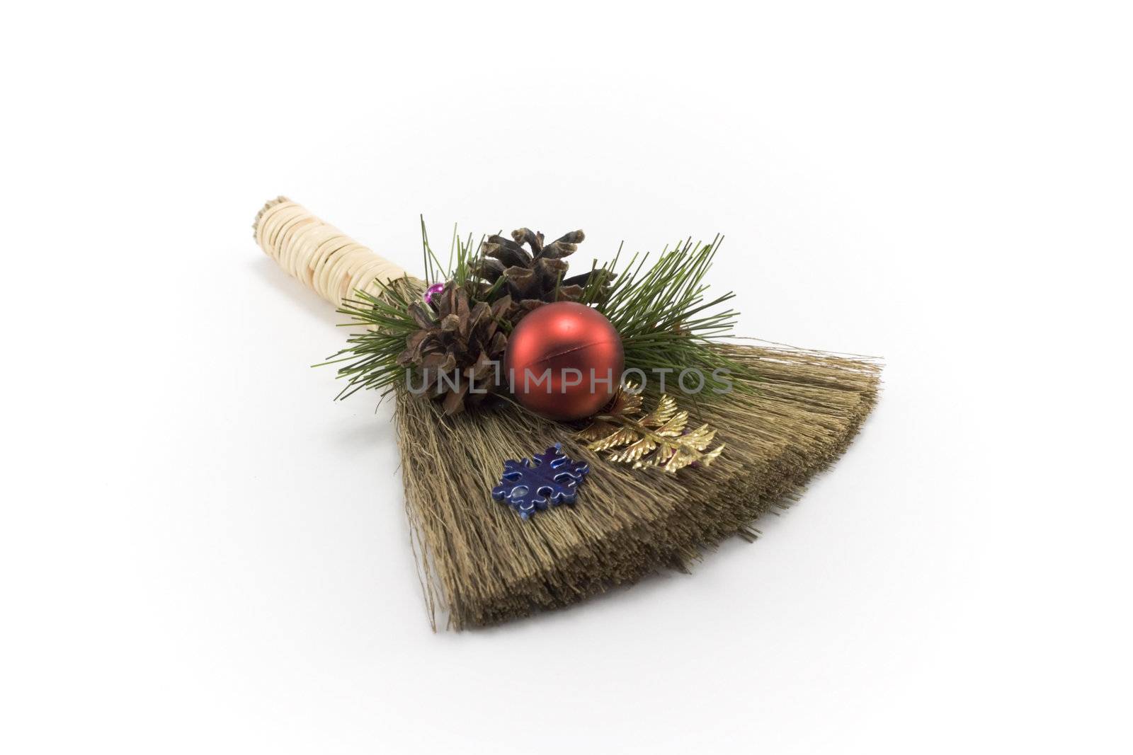 Cristmas, besom, embellishment for ated insulated on white background