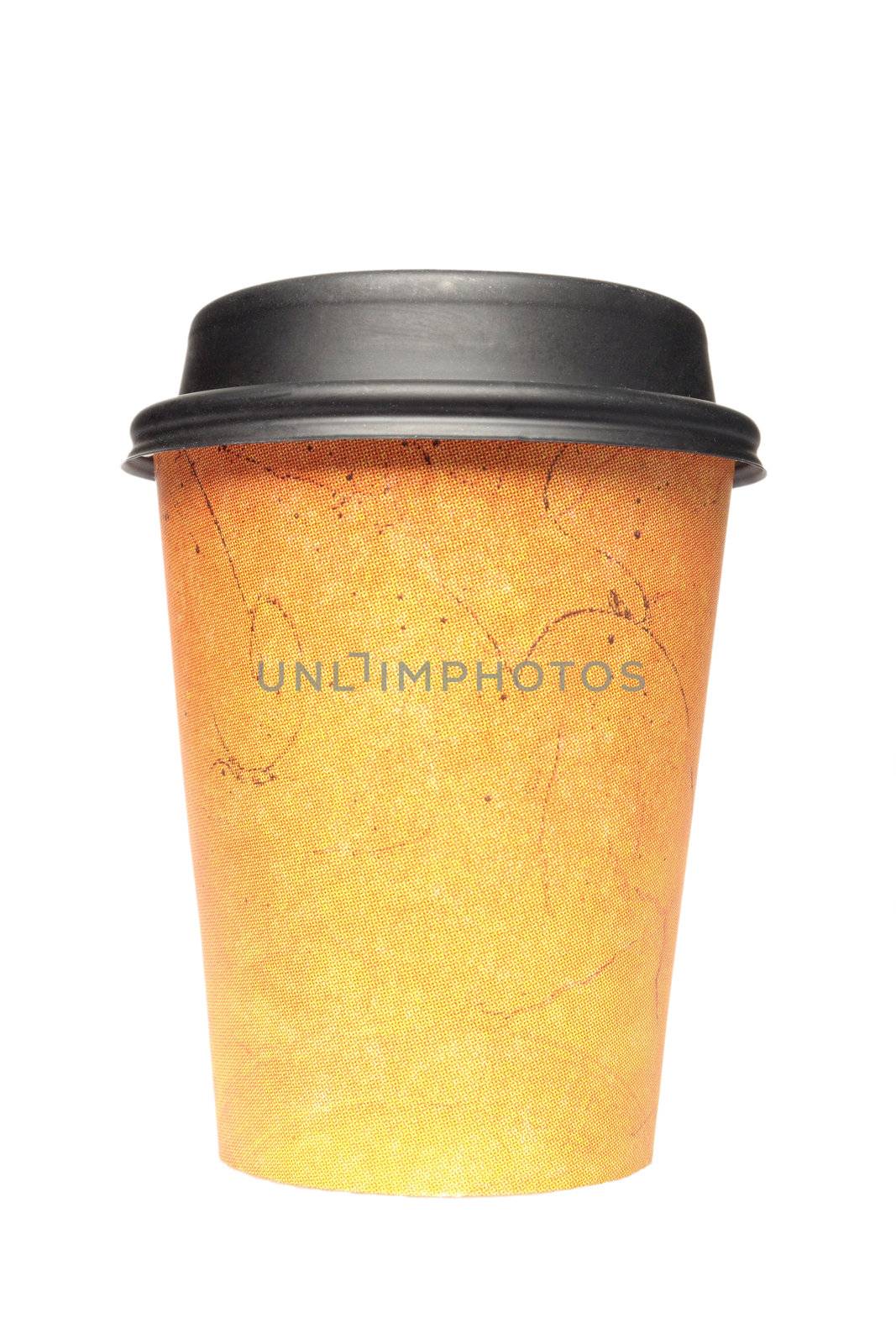 disposable coffeecup isolated on white shot from the side