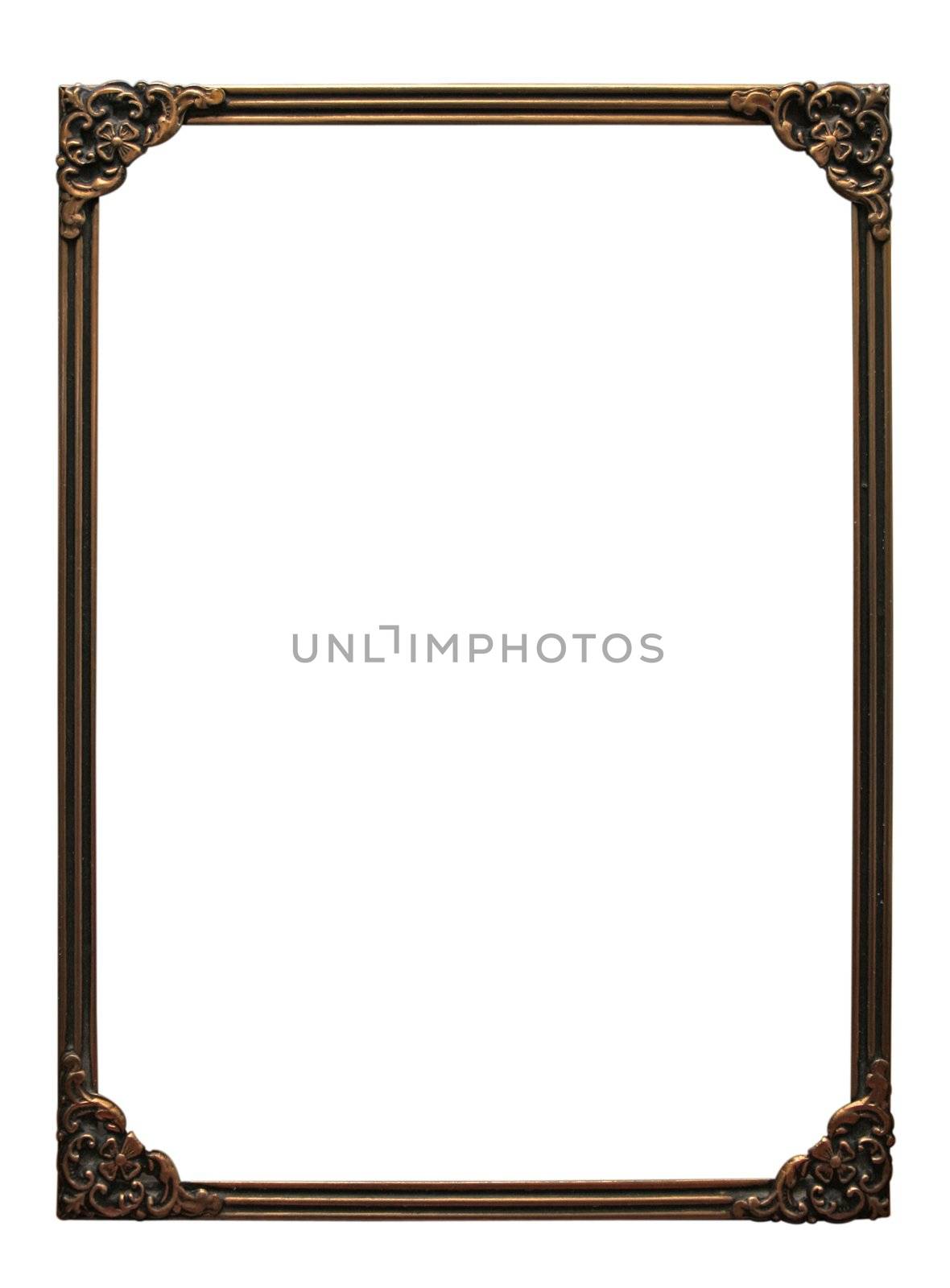 vintage frame with clipping paths and white background