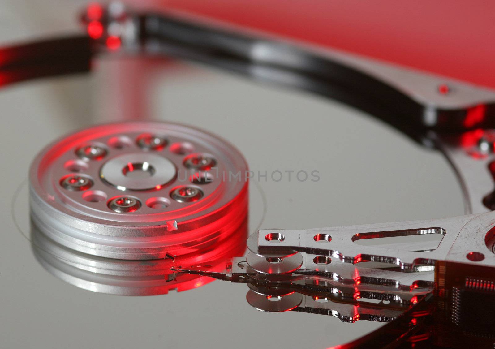 An open hard disk