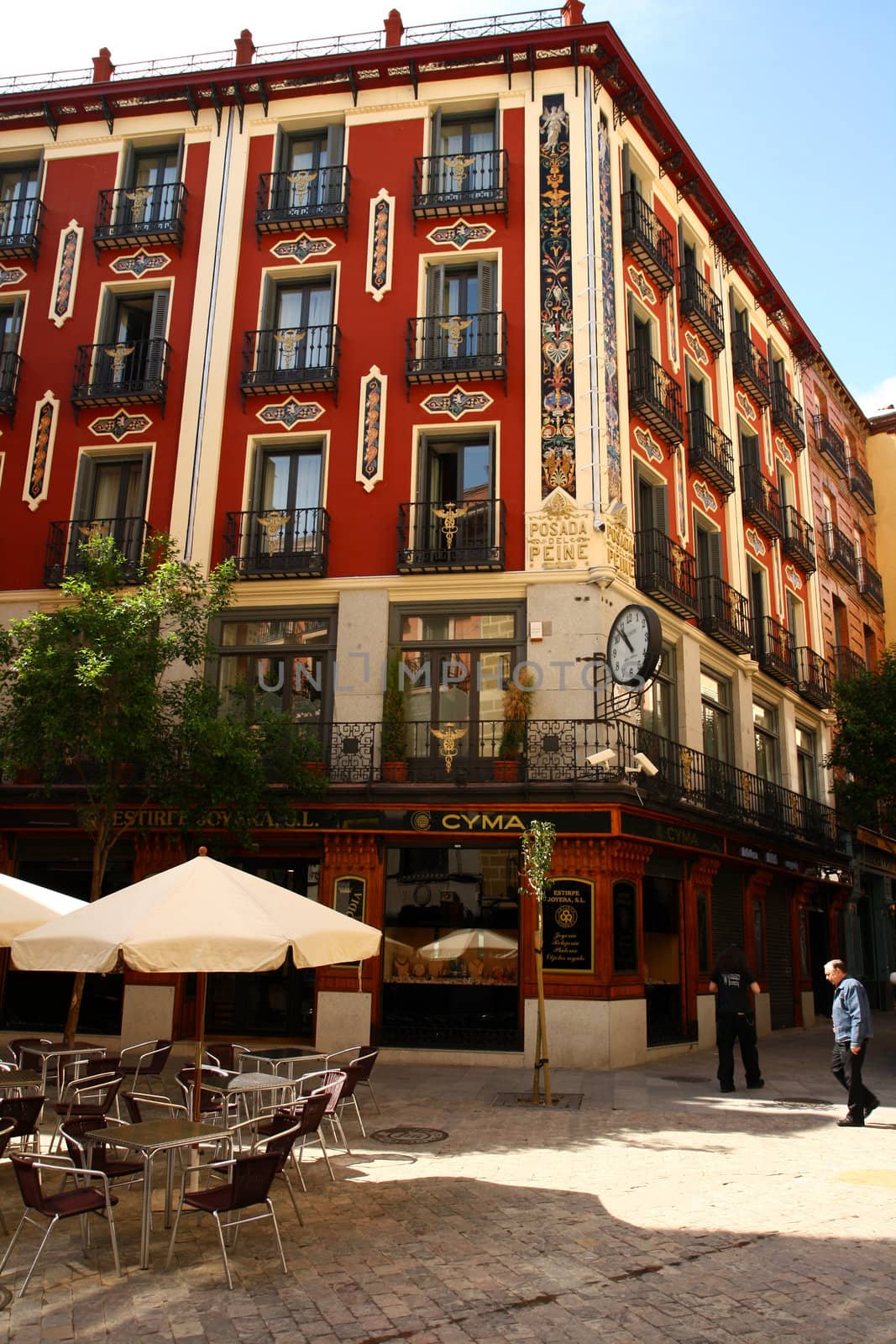 The Posada del Peine building, built 1610, near the Plaza Mayor in downtown Madrid, Spain.