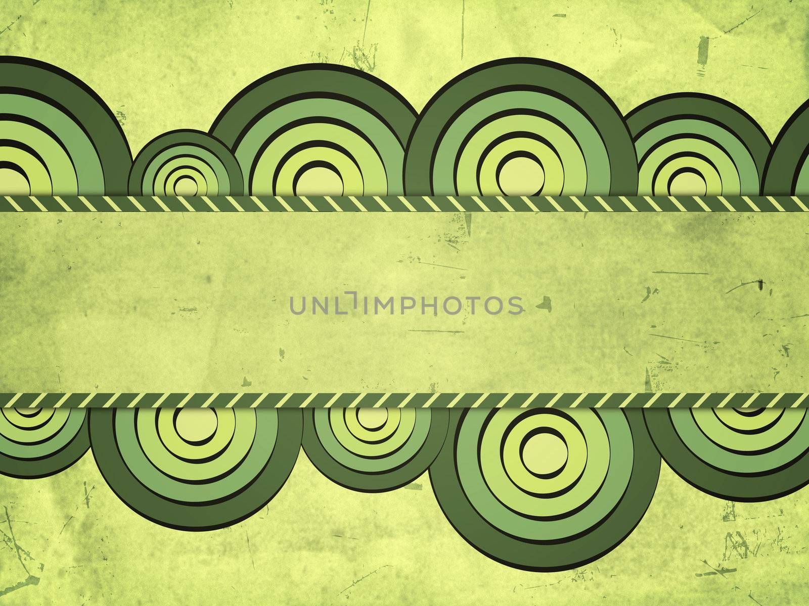 vintage green background with drawn gradient circles and text space