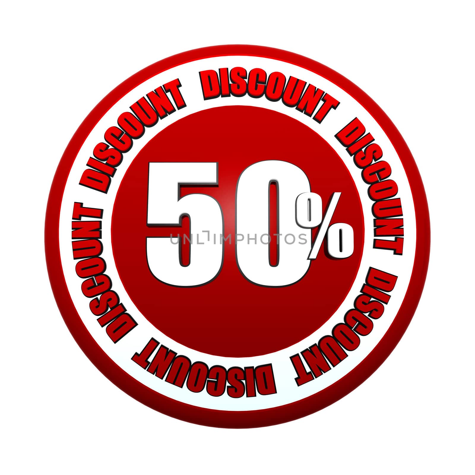 50 percentages discount 3d red circle label by marinini