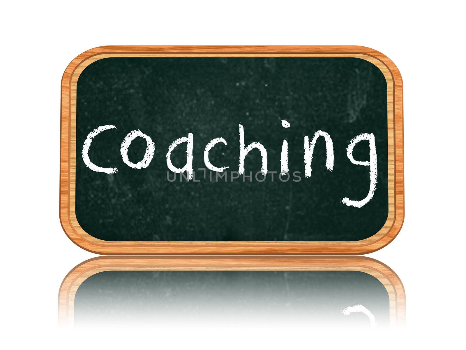 coaching banner - 3d isolated blackboard with chalk text