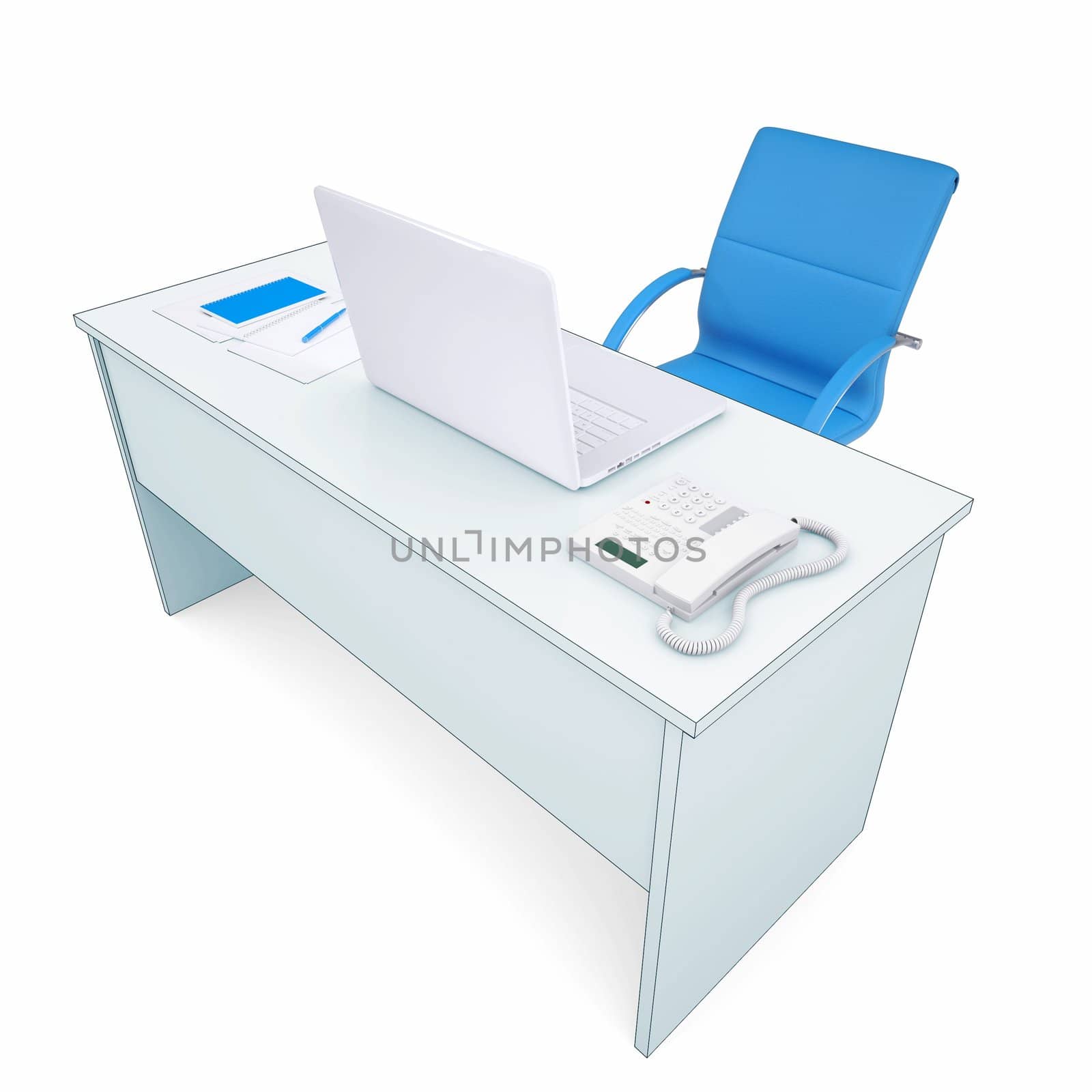 Office workplace. Isolated render on a white background