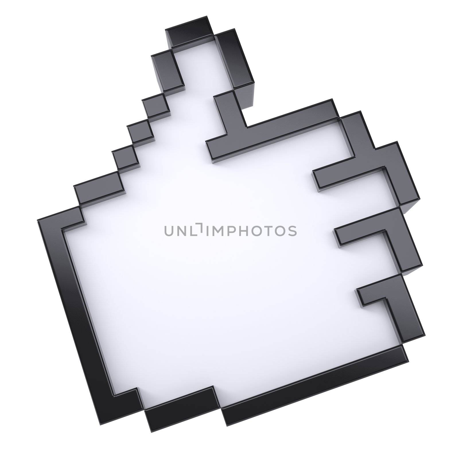 Pixel thumbs up. Isolated render on white background