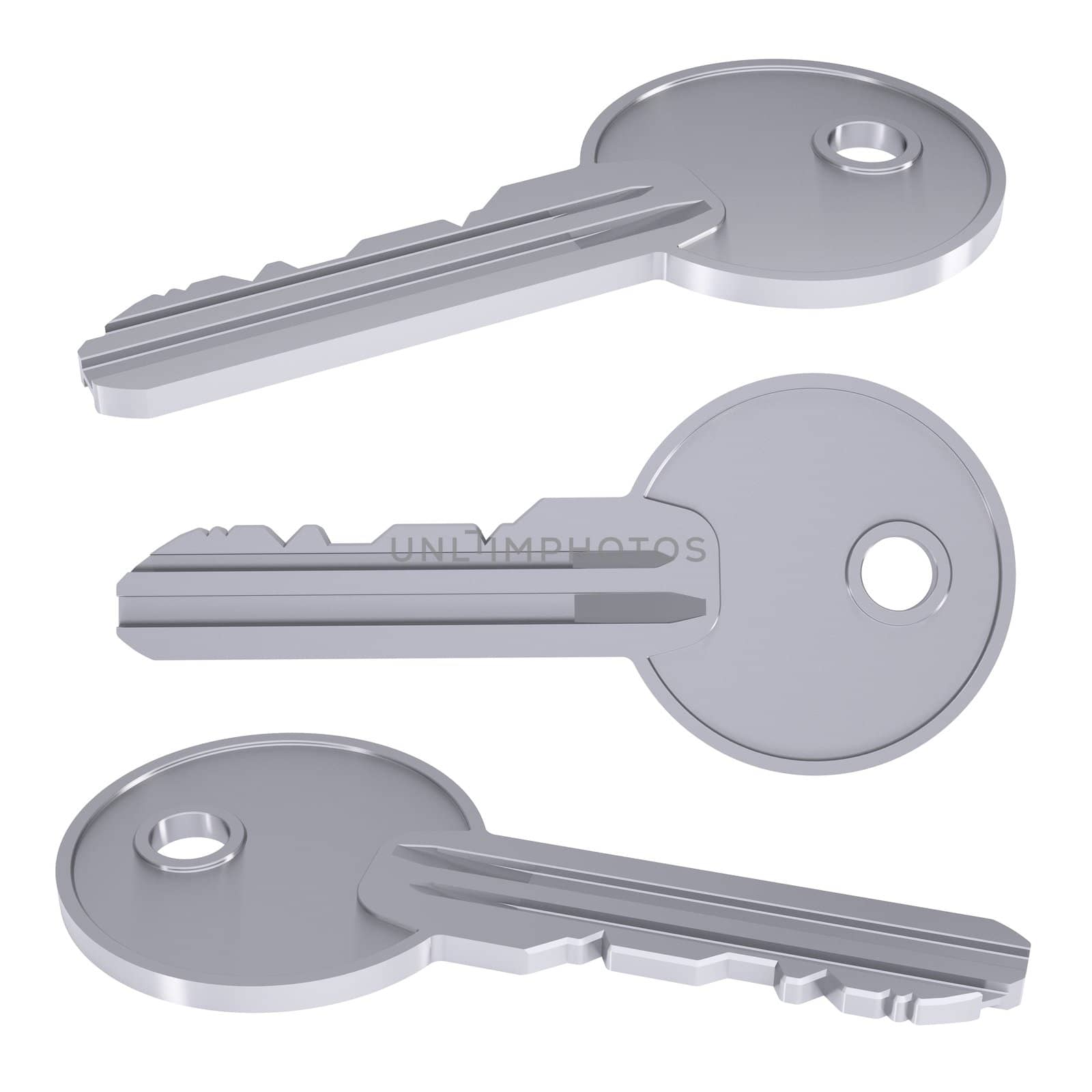 Metal key. Isolated render on a white background