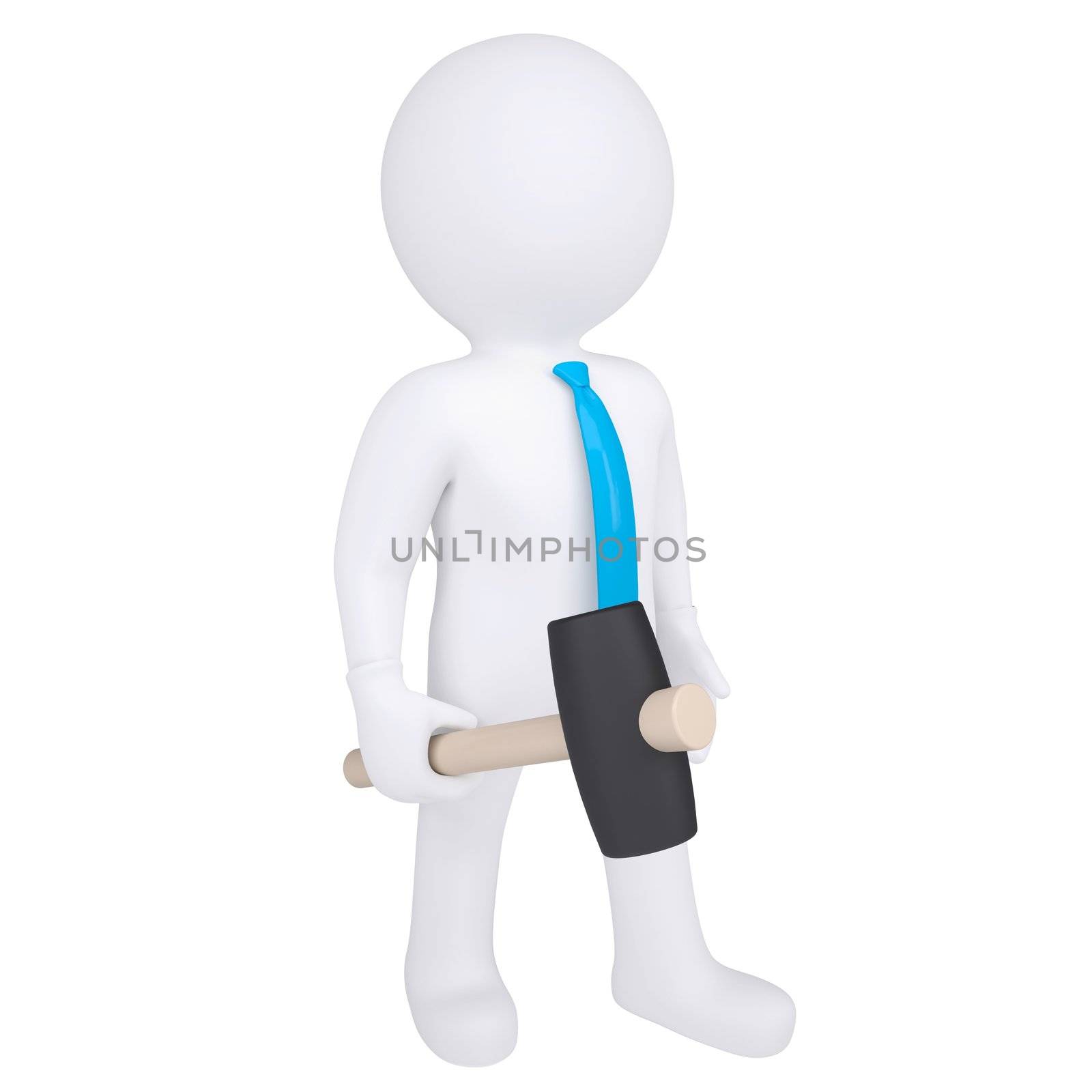 3d white man with a hammer by cherezoff
