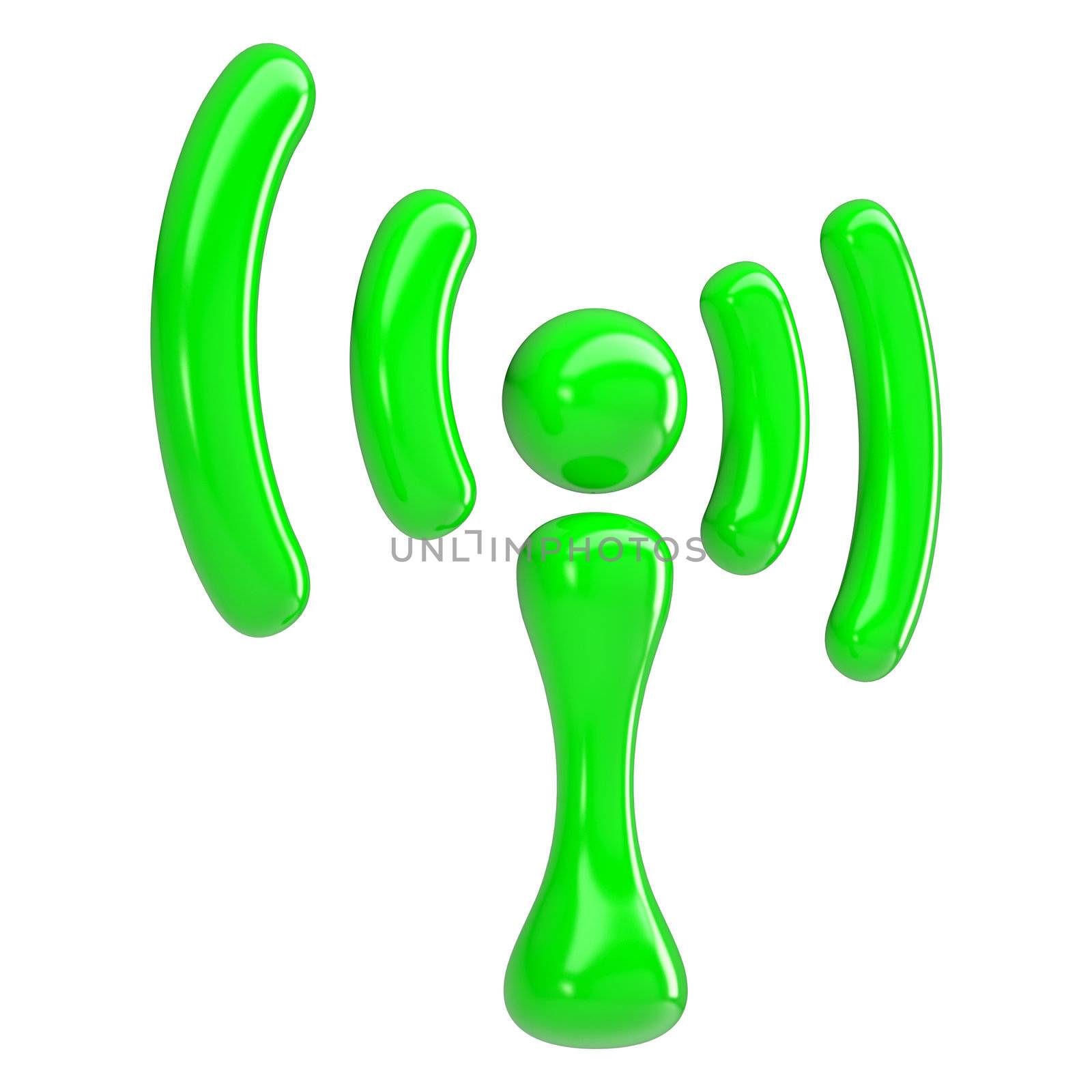 Green sign wi-fi. Isolated render on a white background