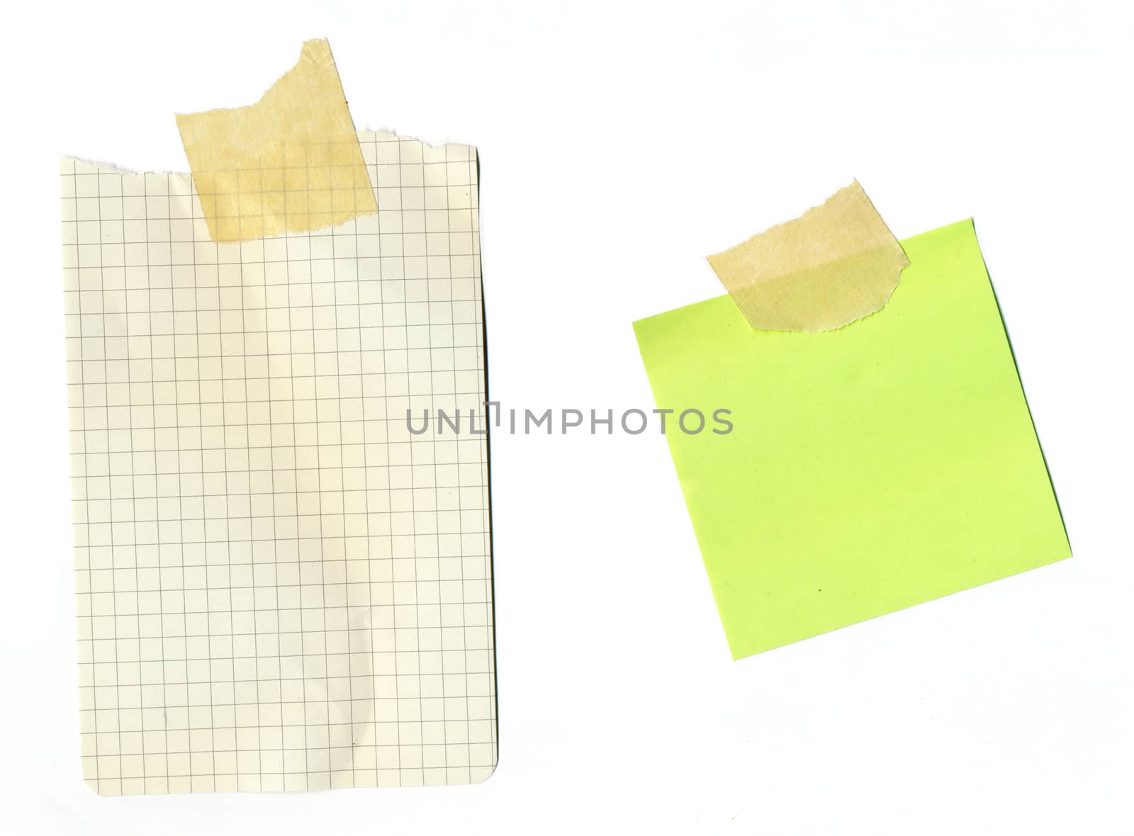 Assorted scrap paper notes on a white background.