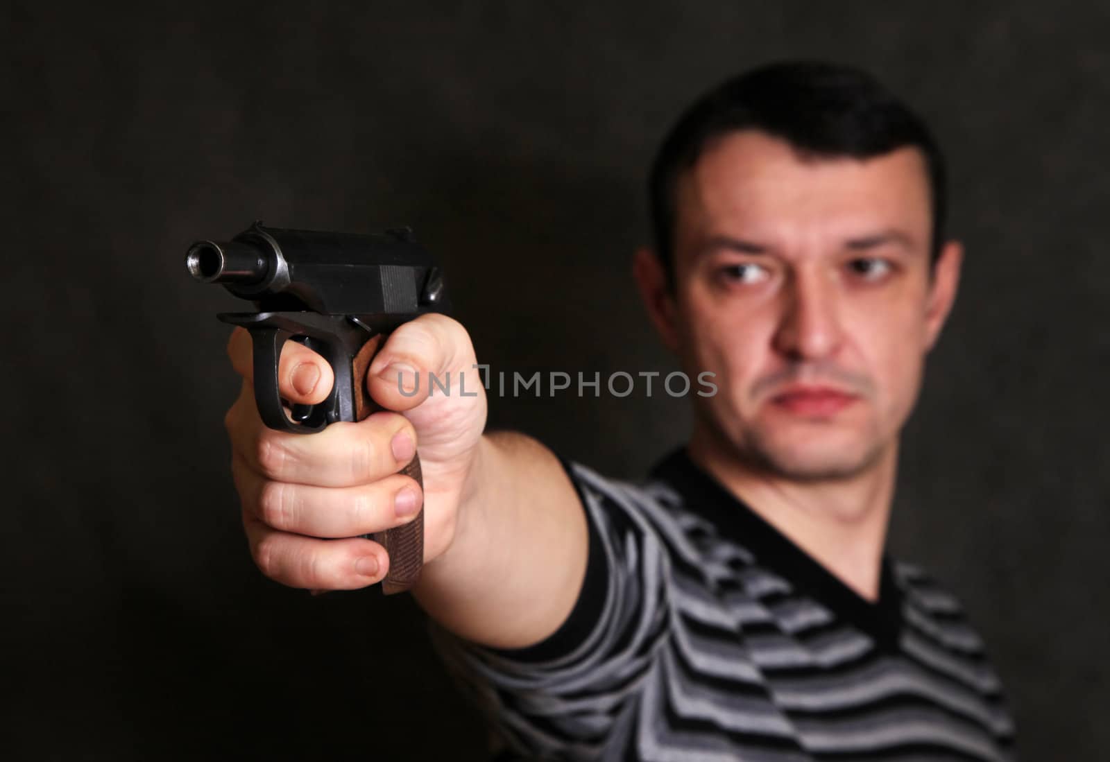 The man with a pistol on a background