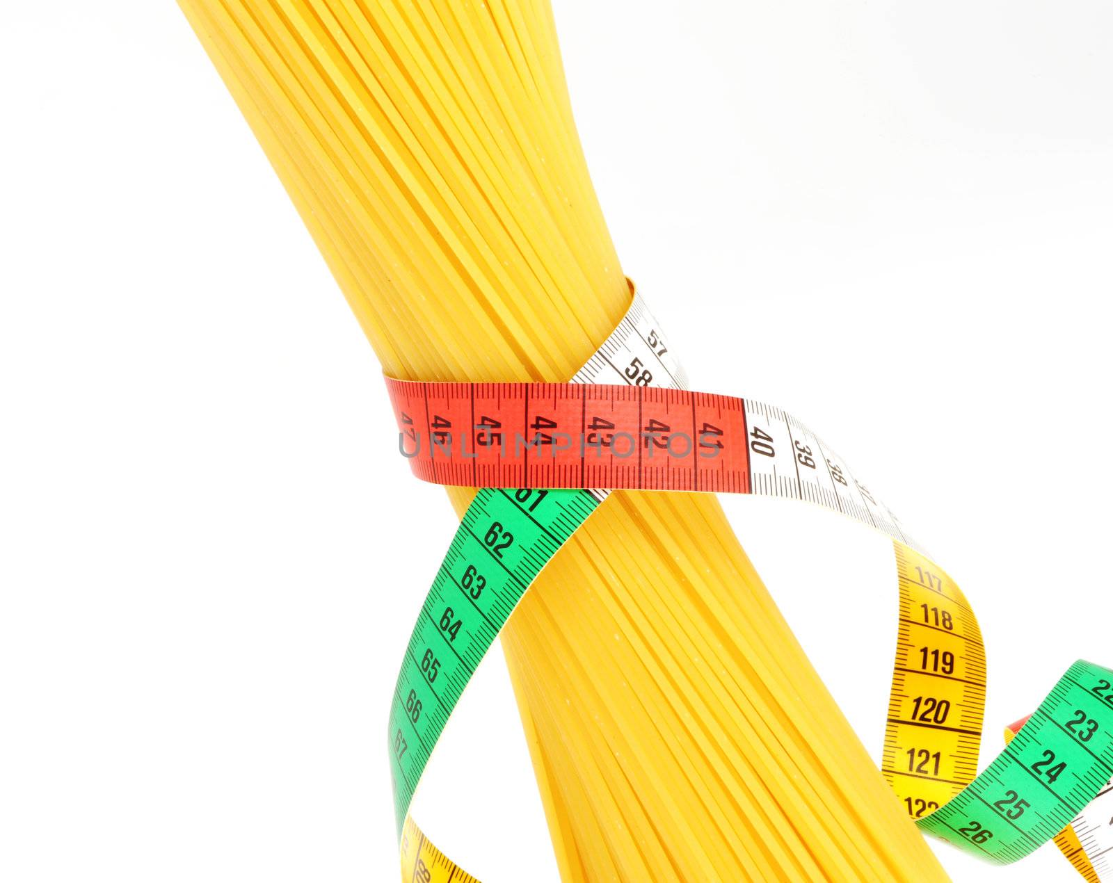 diet concept, Spaghetti with measuring tape  by stokkete