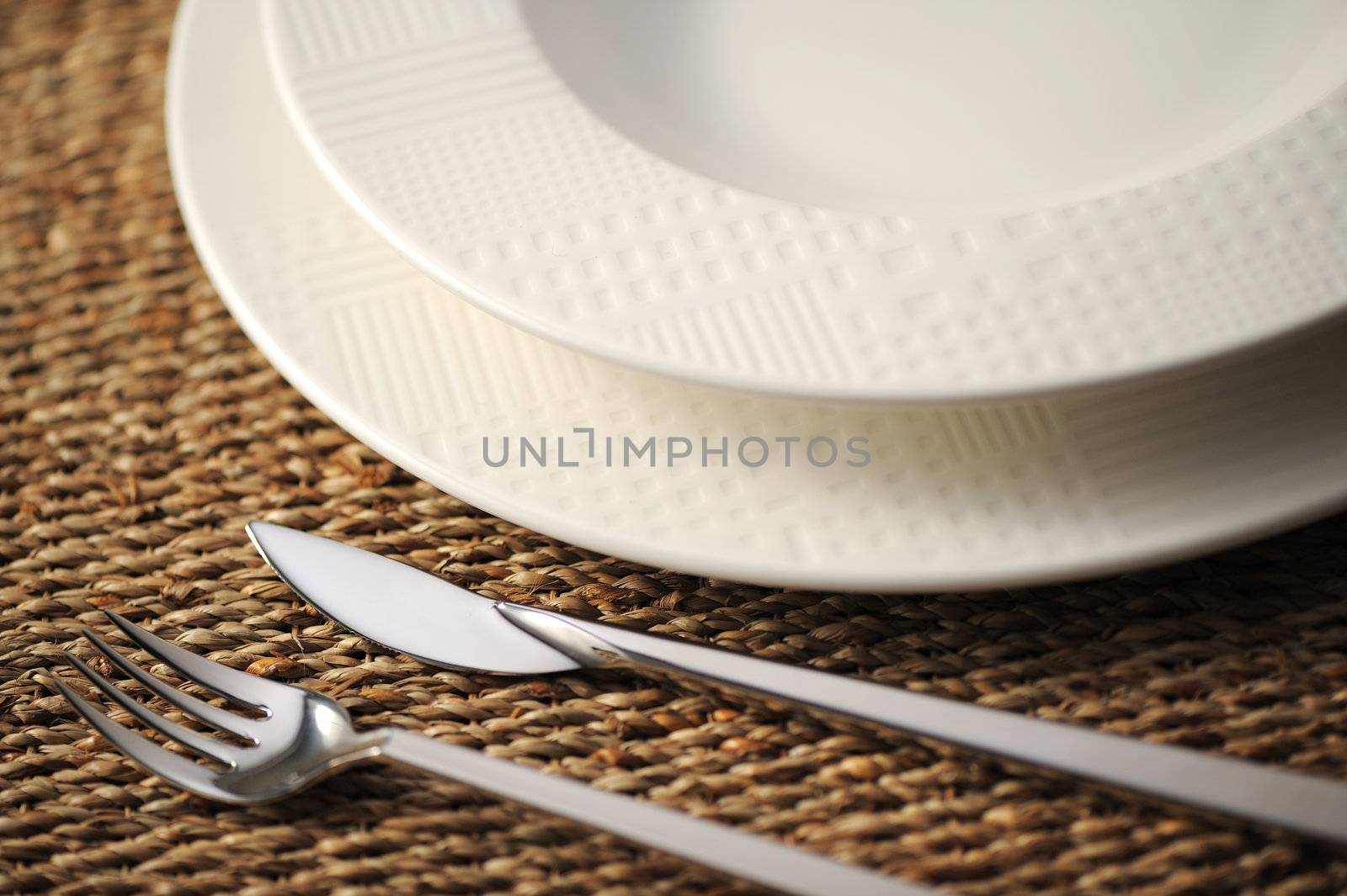 close up of a restaurant table, with a soft light