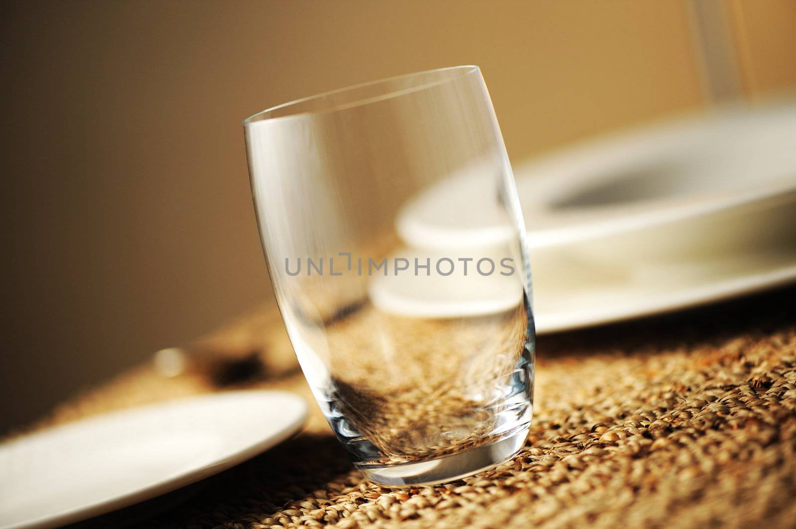  close up of a restaurant table, with a soft light