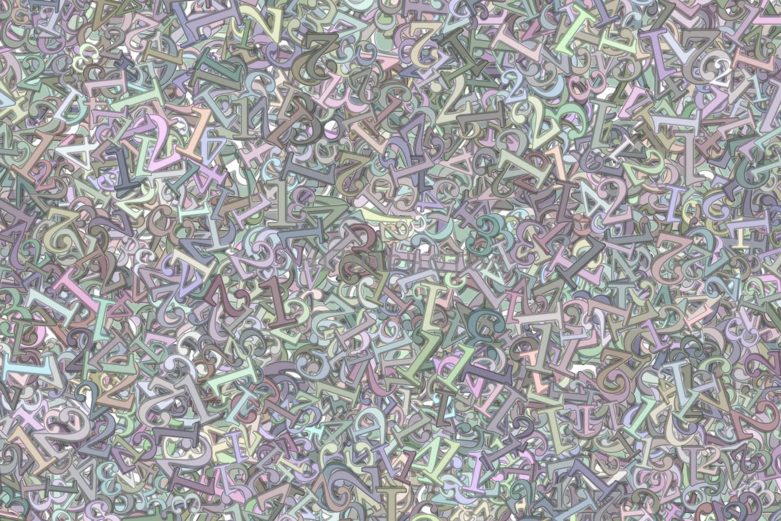 Background of randomly scattered numbers in pastel colors by velislava